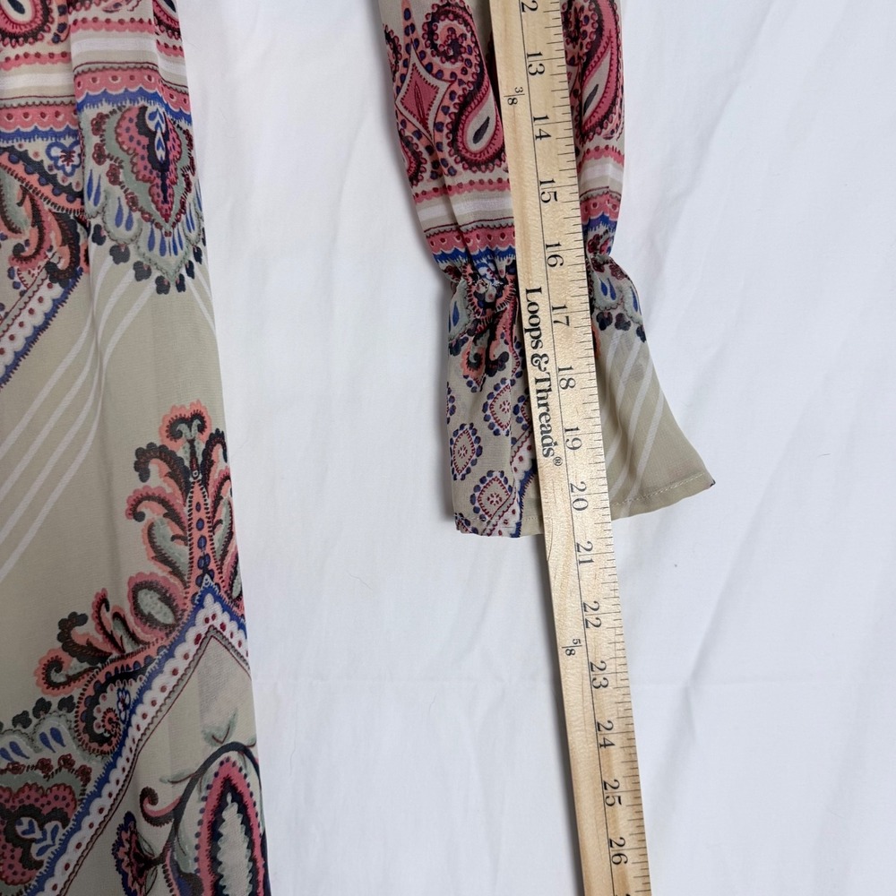 Love Reign Boho Dress Off Shoulder Long Puff Sleeve XS Paisley Hippie Festival - Picture 6 of 10